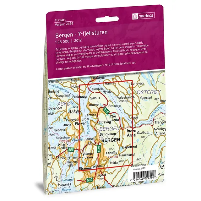 Bergen 7-fjellsturen Nordeca Turkart 1:25 000 2429 