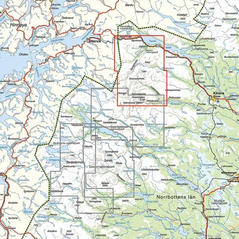 Sverige: Kebnekaise Abisko Riksgr&#228;nsen Calazo Turkart 1:50 000 Kungsleden