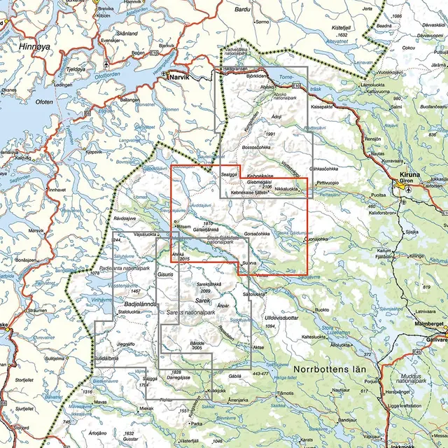 Sverige: Nikkaluokta Ritsem Vakkotavare Calazo Turkart 1:50 000 Kungsleden 