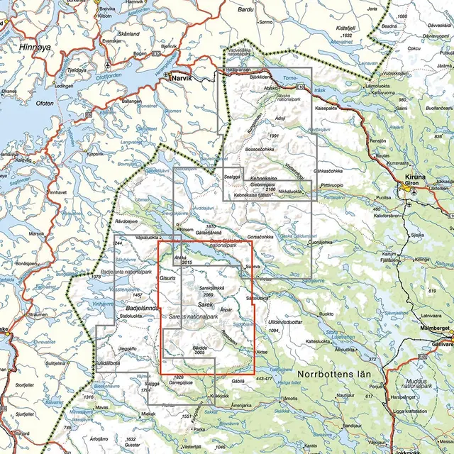 Sverige: Sareks nationalpark Calazo Turkart 1:50 000 