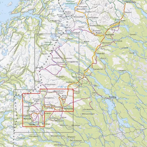 Sverige: Ammarn&#228;s–Hemavan Calazo Turkart 1:50 000 Kungsleden