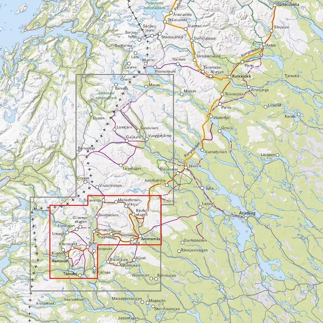 Sverige: Ammarnäs–Hemavan Calazo Turkart 1:50 000 Kungsleden 