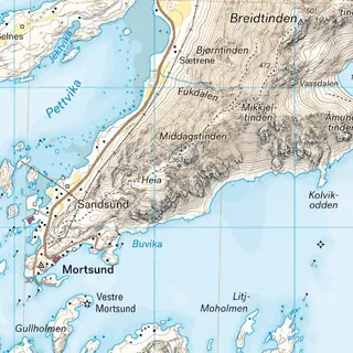 Vestv&#229;g&#248;ya Leknes Calazo H&#248;yfjellskart 1:30 000 Lofoten