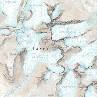 Sverige: &#193;hkk&#225; Sarektj&#229;kk&#229; Calazo H&#248;yfjellskart 1:25 000