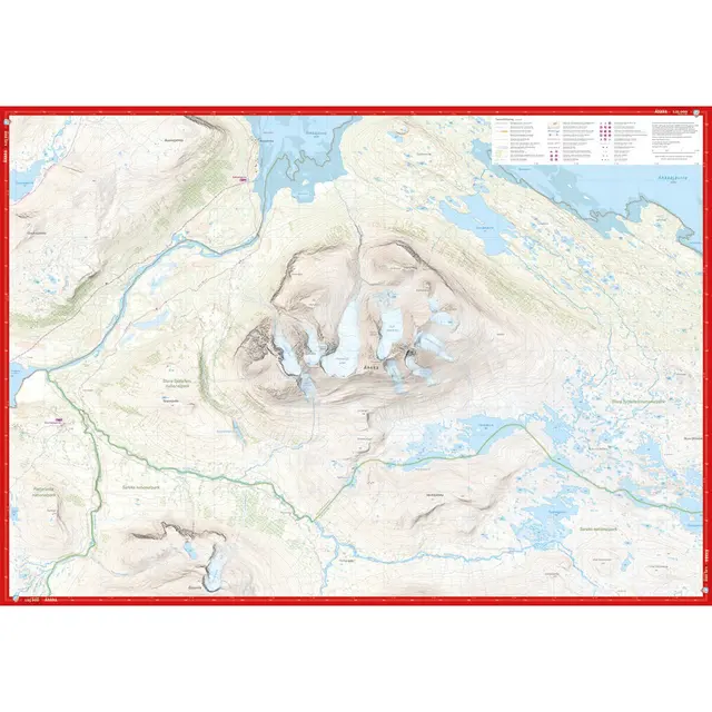 Sverige: Áhkká Sarektjåkkå Calazo Høyfjellskart 1:25 000 