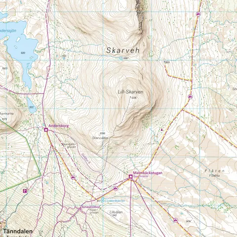 Sverige: Fun&#228;sfj&#228;llen Calazo H&#248;yfjellskart 1:25 000