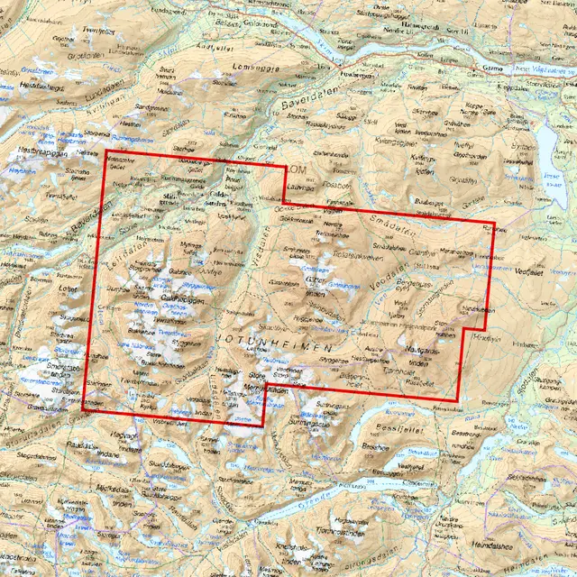 Galdhøpiggen Glittertinden Calazo Høyfjellskart 1:25 000 Jotunheime 