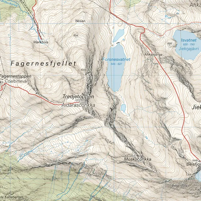 Rombakstøtta Skjomtinden Storsteisfjelle Calazo Høyfjellskart 1:25 000 Narvik 