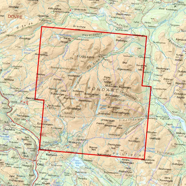 Rondanemassivet Calazo Høyfjellskart 1:25 000 