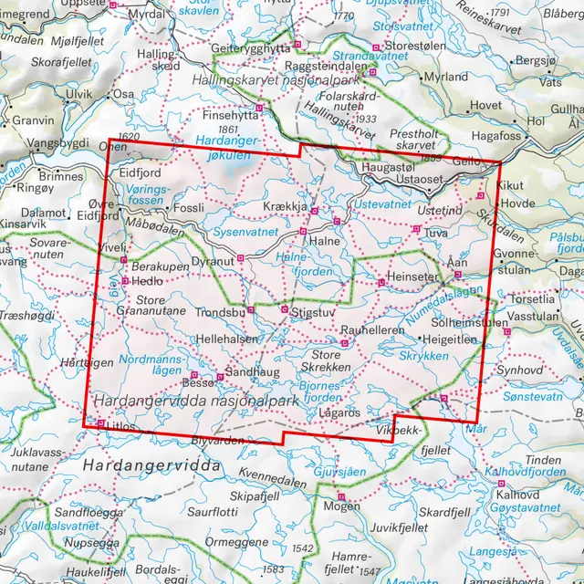 Hardangervidda nord Calazo Turkart 1:50 000 