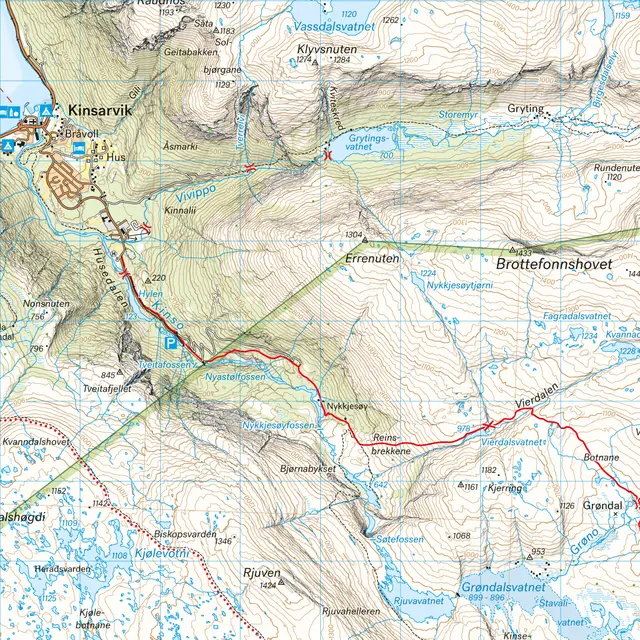 Hardangervidda vest Trolltunga Folgefonn Calazo Turkart 1:50 000 