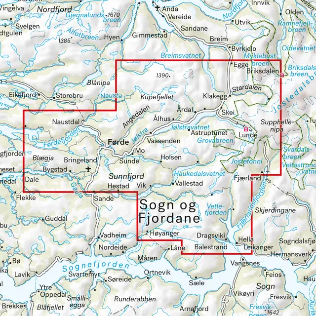 Sunnfjord Jølster Førde Calazo Turkart 1:50 000 