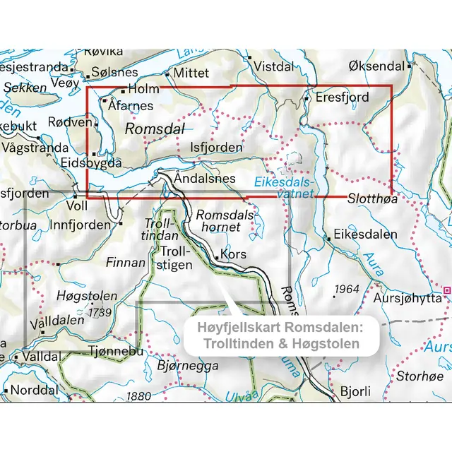 Isfjorden Eresfjord Calazo Høyfjellskart 1:25 000 Romsdalen 