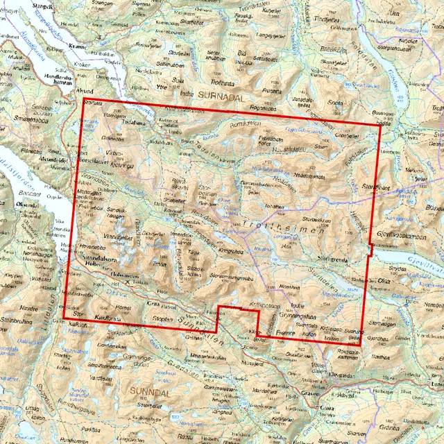 Sunndal Innerdalen Calazo Høyfjellskart 1:25 000 Trollheime 