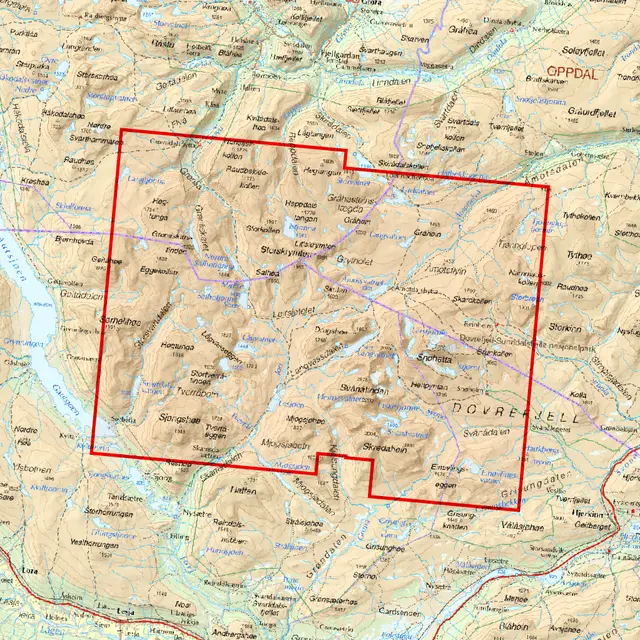 Snøhetta Calazo Høyfjellskart 1:25 000 Dovrefjell 