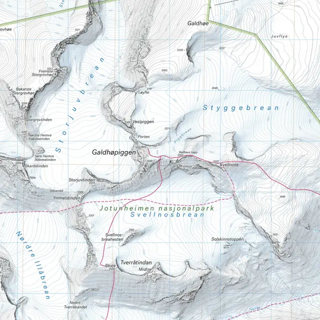 Høgruta Calazo Høyfjellskart 1:25 000 Jotunheime 