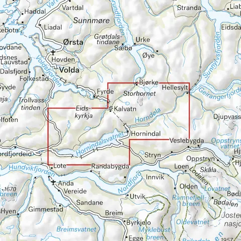 Hornindal Calazo H&#248;yfjellskart 1:25 000