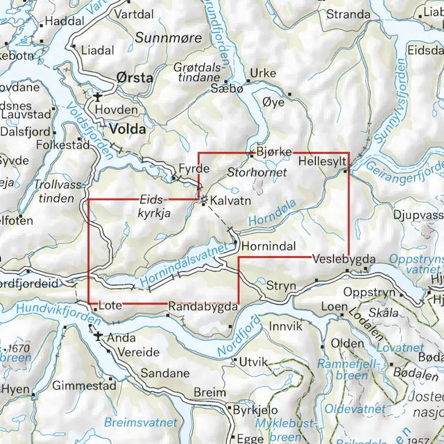 Hornindal Calazo Høyfjellskart 1:25 000 