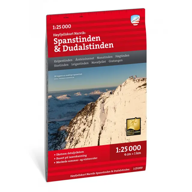 Spanstinden Dudalstinden Calazo Høyfjellskart 1:25 000 Narvik 