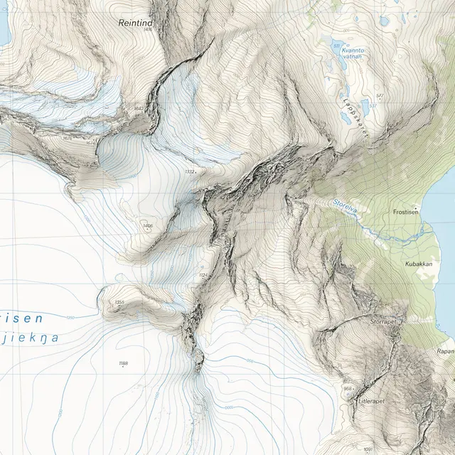 Frostisen Nuorjjovárri Calazo Høyfjellskart 1:25 000 Narvik 