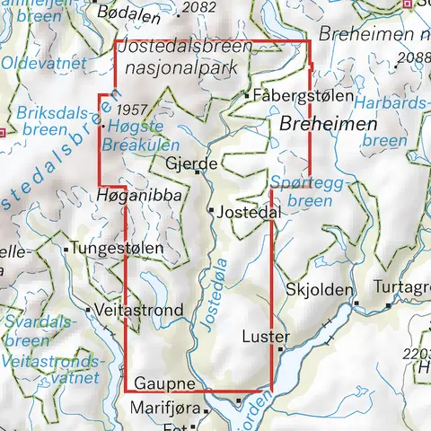 Jostedalen Calazo H&#248;yfjellskart 1:25 000