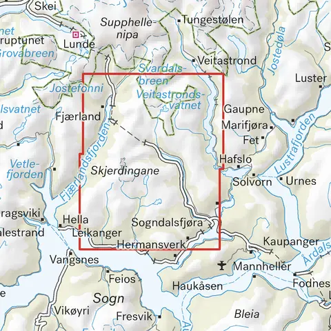 Togga Frudalshesten Calazo H&#248;yfjellskart 1:25 000 Sogndal