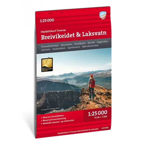 Breivikeidet Laksvatn Calazo H&#248;yfjellskart 1:25 000 Troms&#248;