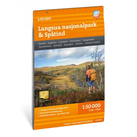 Langsua Nasjonalpark Sp&#229;tind Calazo Turkart 1:50 000