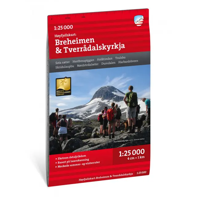 Breheimen Tverrådalskyrkja Calazo Høyfjellskart 1:25 000 