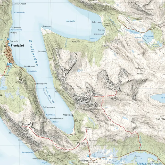 Keipen Tredjefjellet Kvænan Calazo Høyfjellskart 1:25 000 Senja 