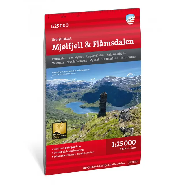 Mjølfjell Flåmsdalen Calazo Høyfjellskart 1:25 000 