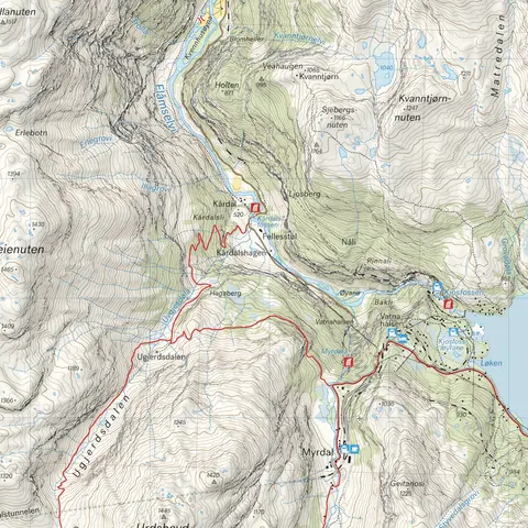 Mj&#248;lfjell Fl&#229;msdalen Calazo H&#248;yfjellskart 1:25 000