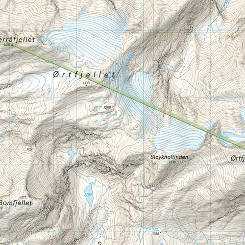 R&#248;vassdalen Dunderlandsdalen Calazo H&#248;yfjellskart 1:25 000