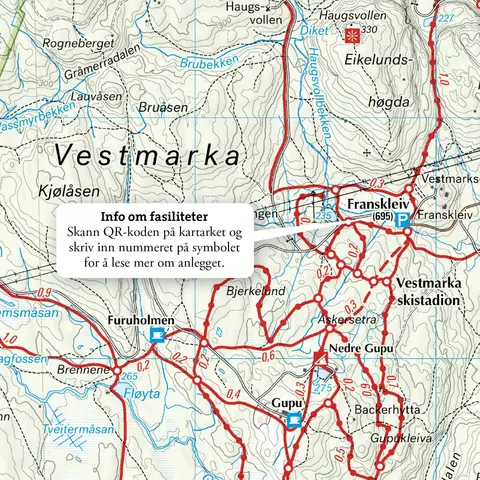 Oslo Vestmarka Calazo L&#248;ypekart 1:20 000