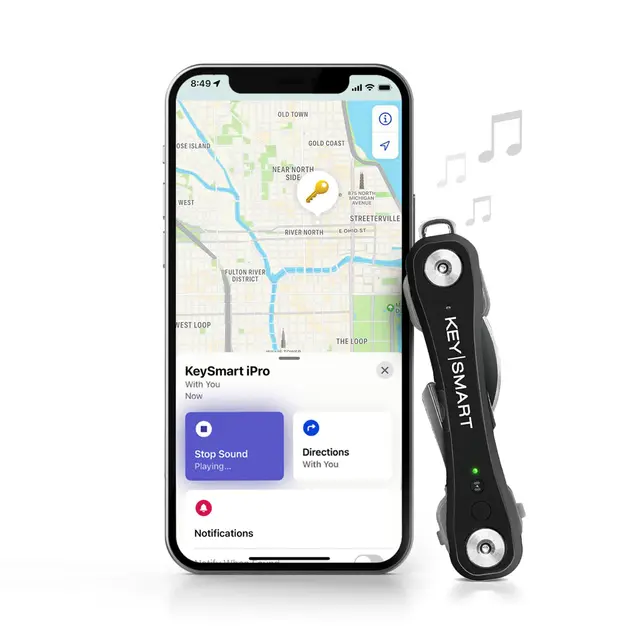 Nøkkelknippe med sporing KeySmart iPro Black 