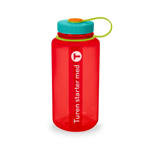 DNT-flaske turen starter med T Nalgene Wide Sustain 1 liter Red DNT