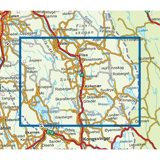 Finnskogen Midtre Nordeca Topo 1:50 000 3033 