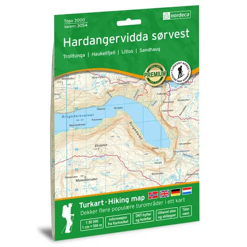 Hardangervidda s&#248;rvest Nordeca Topo 1:50 000 3054