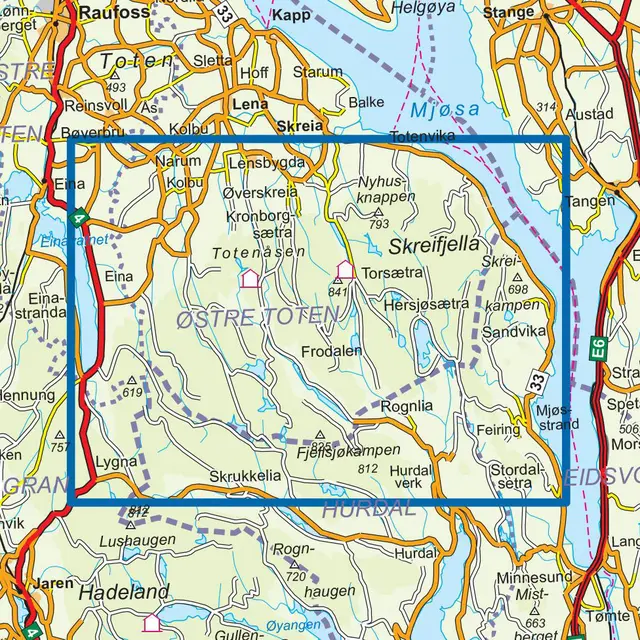 Totenåsen Nordeca Topo 1:25 000 3751 