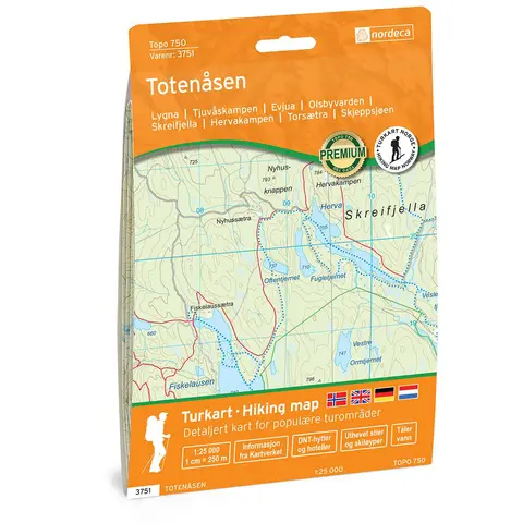 Toten&#229;sen Nordeca Topo 1:25 000 3751