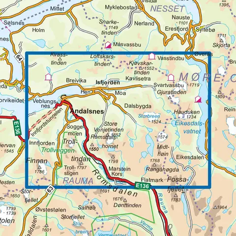 Romsdalseggen Nordeca Topo 1:25 000 3754