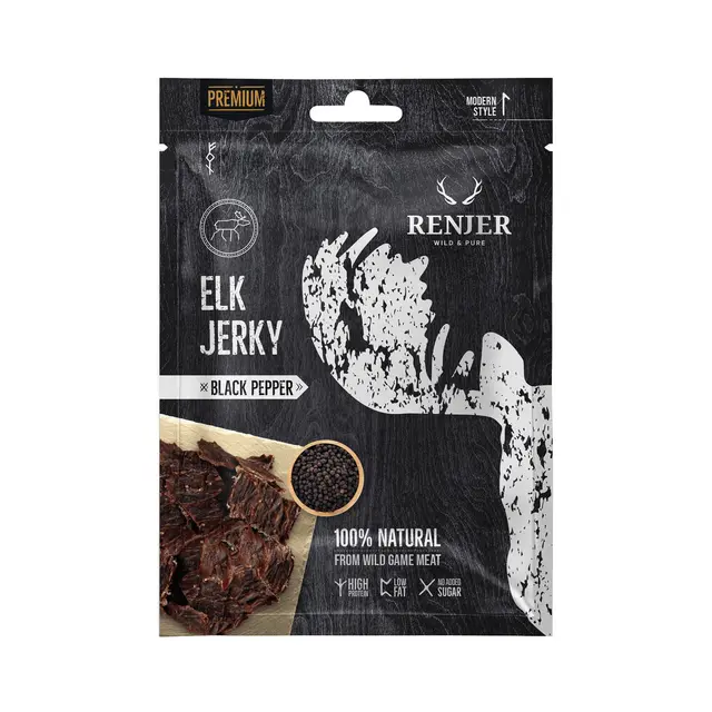 Elg Jerky med sort pepper Renjer Elk Jerky Black Pepper 25g 