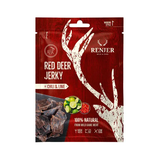 Hjort Jerky med chili og lime Renjer Red Deer Jerky Chili Lime 25g 